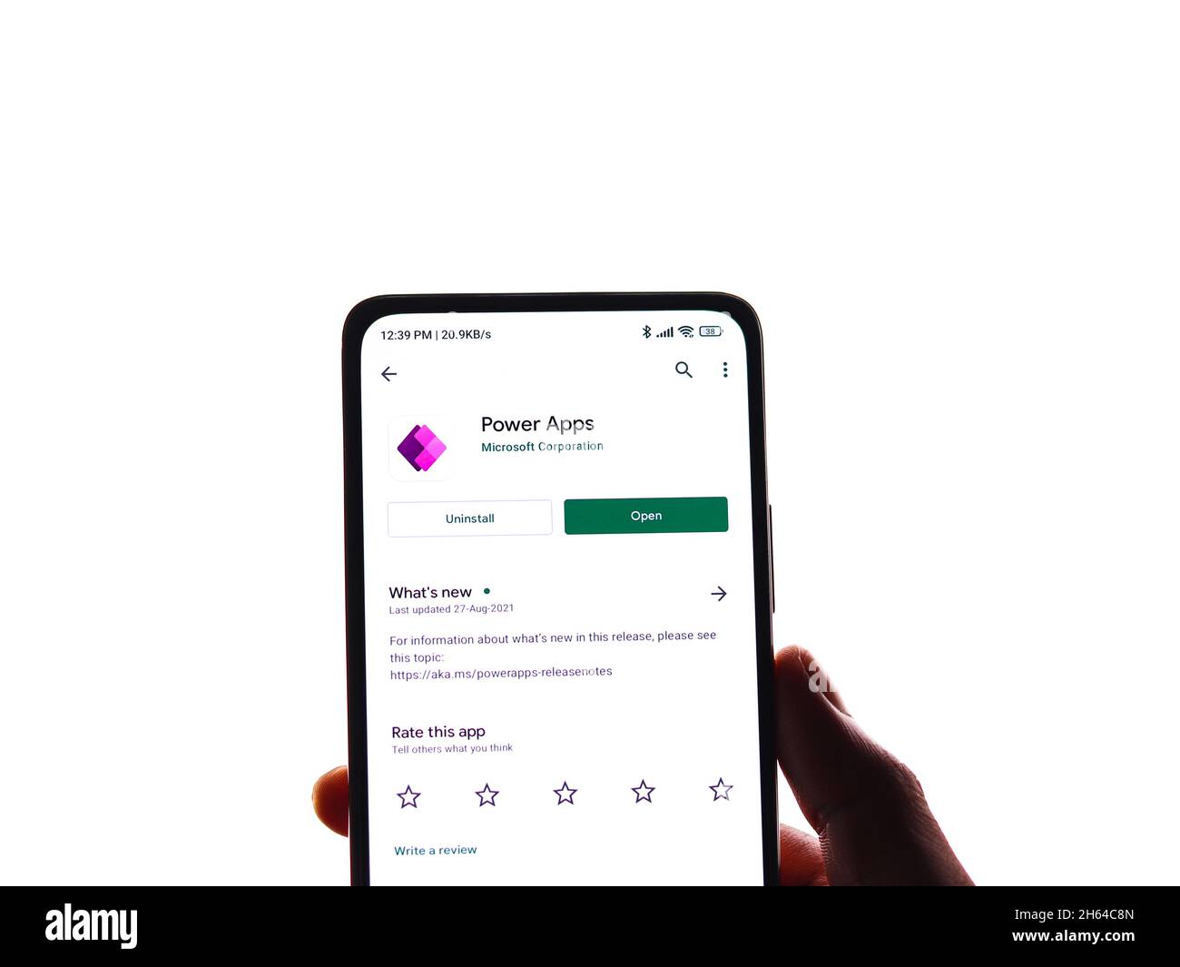 West Bangal, Inde - 11 novembre 2021 : logo de Microsoft Power Apps sur l'écran du téléphone. Banque D'Images