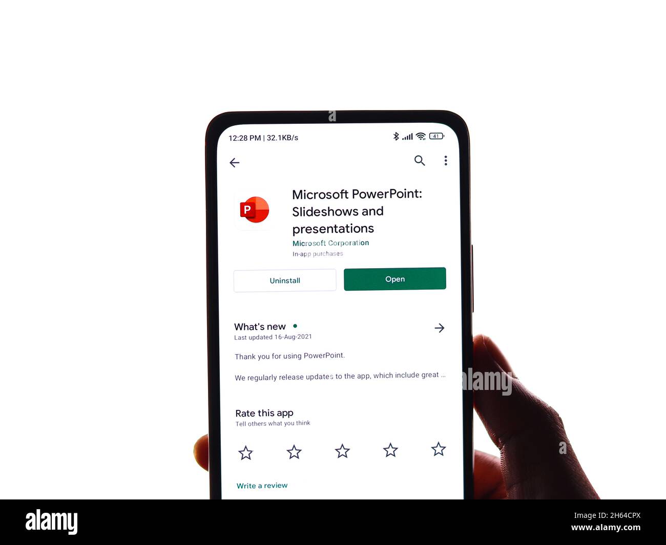 West Bangal, Inde - 11 novembre 2021 : logo Microsoft PowerPoint sur l'image de l'écran du téléphone. Banque D'Images