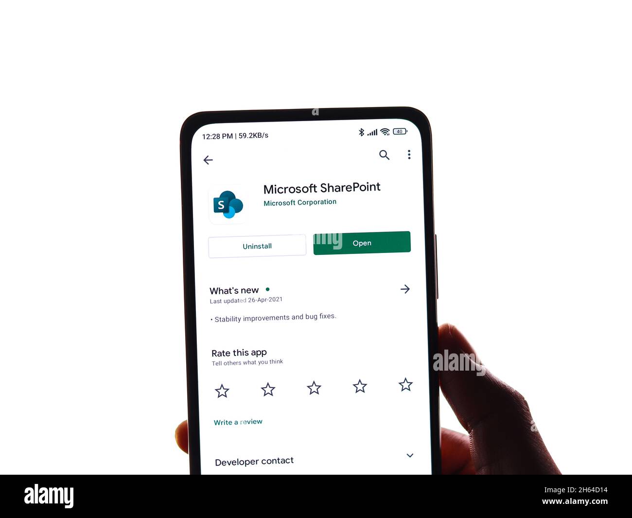 West Bangal, Inde - 11 novembre 2021 : logo Microsoft SharePoint sur image de stock d'écran de téléphone. Banque D'Images
