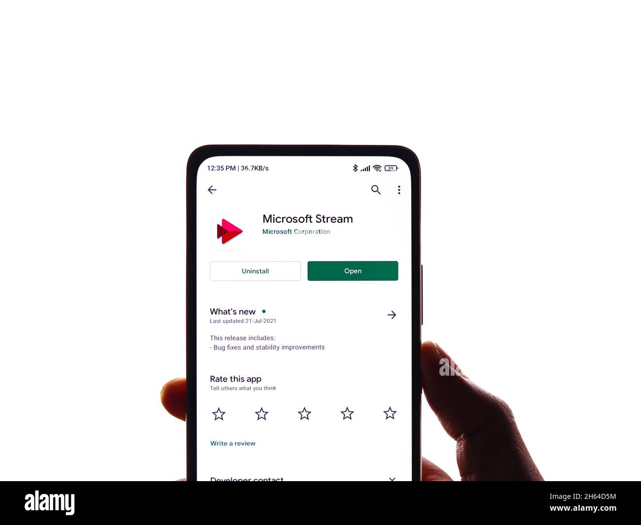 West Bangal, Inde - 11 novembre 2021 : logo Microsoft Stream sur image de stock d'écran de téléphone. Banque D'Images