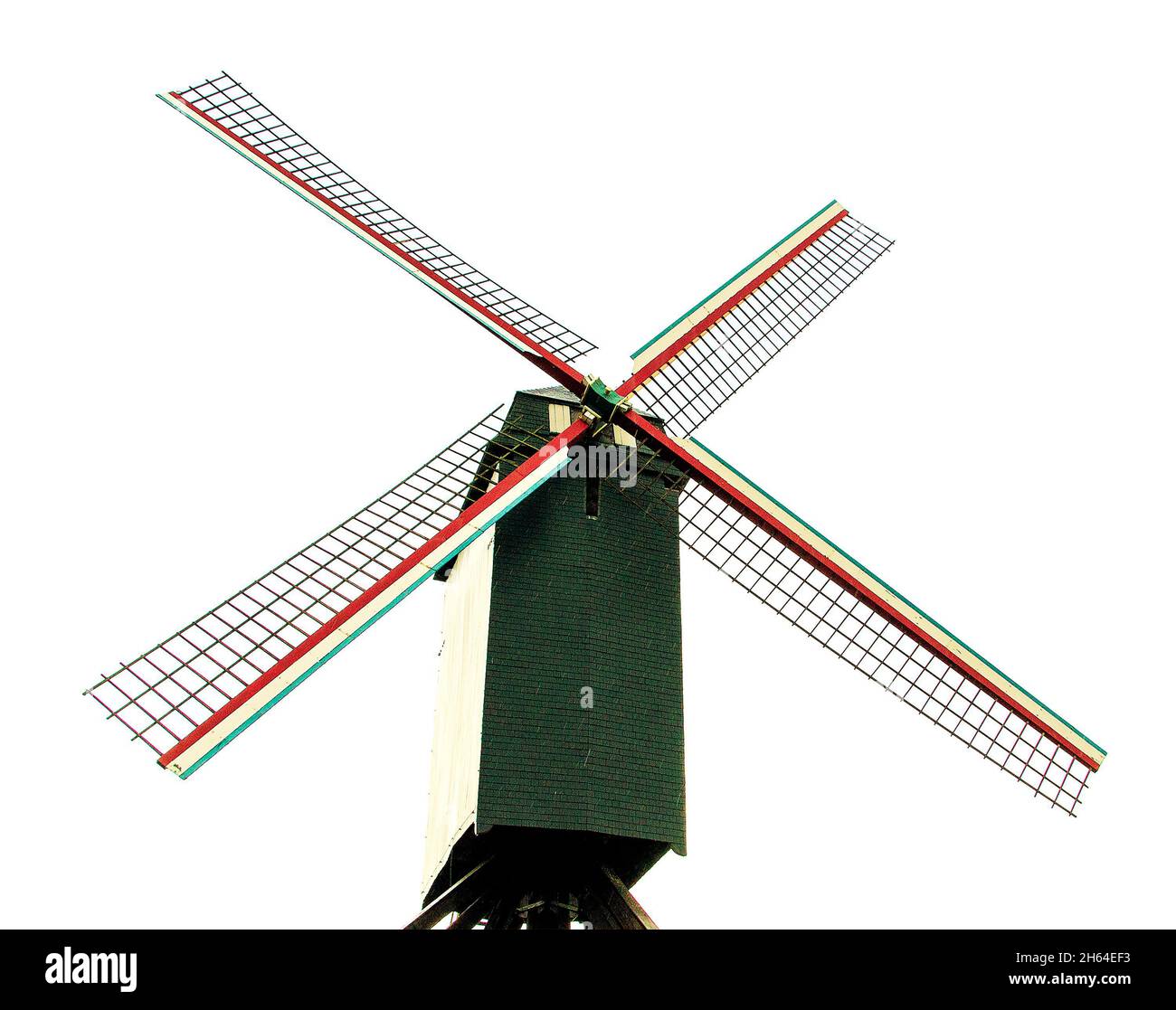 Moulin à vent ancien isolé sur fond blanc Banque D'Images