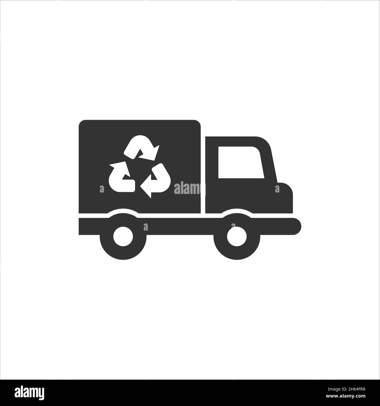 Icône de camion à ordures en style plat.Recyclez l'illustration vectorielle sur un arrière-plan blanc isolé.Concept commercial de la signalisation de déchets. Illustration de Vecteur