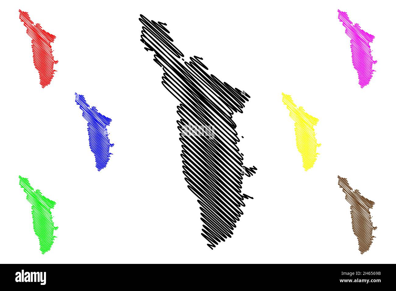 District de Bahraich (État de l'Uttar Pradesh, République de l'Inde) carte illustration vectorielle, scribble plan carte de Bahraich Illustration de Vecteur