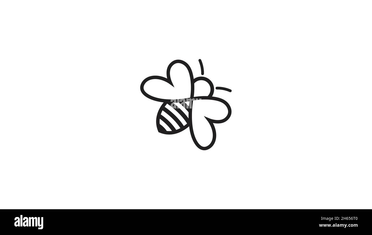 Creative Bee insecte coeur symbole abstrait logo Vector symbole icône Design Illustration Illustration de Vecteur
