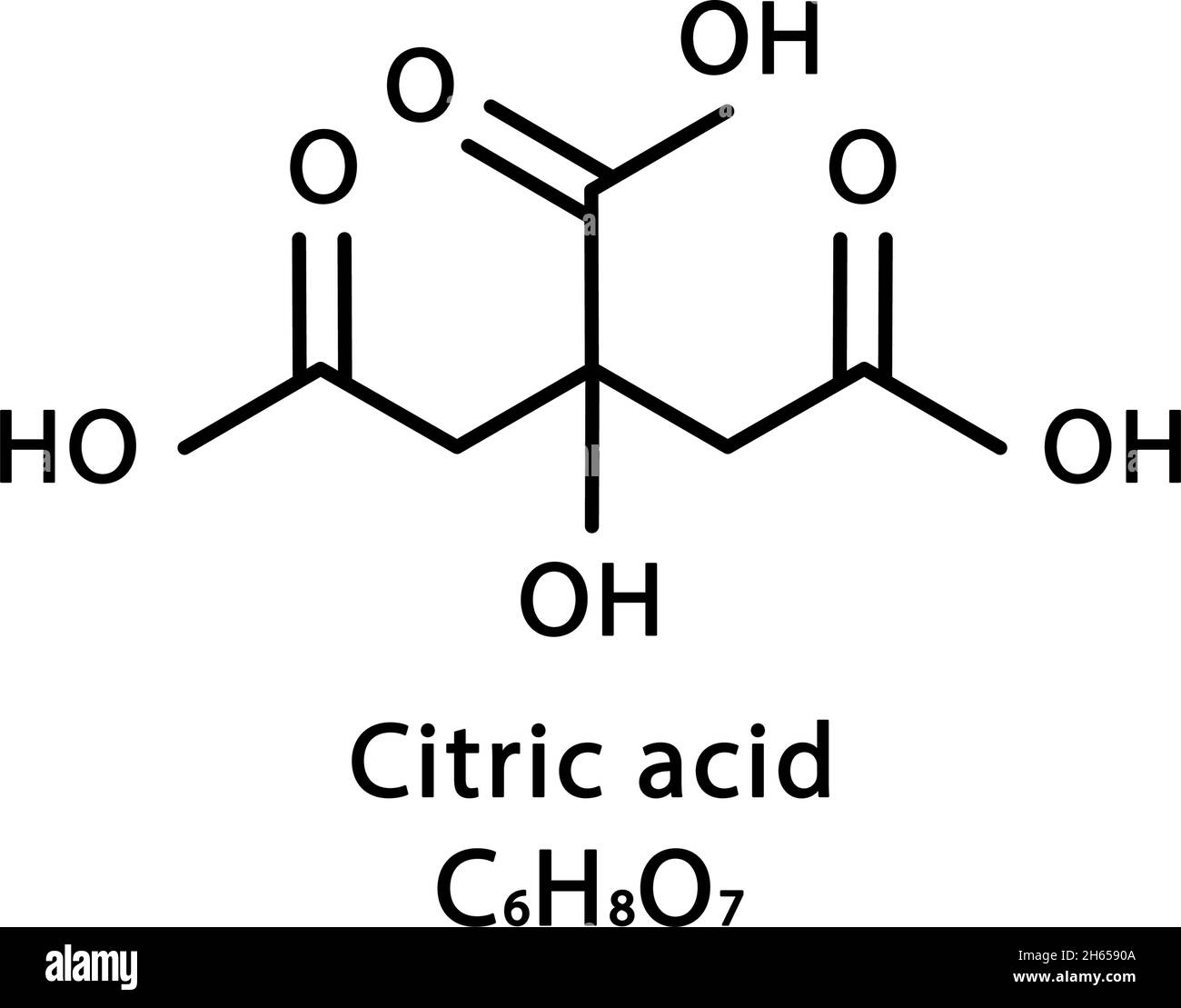 Structure moléculaire de l'acide citrique.Formule chimique squelettique à base d'acide citrique Structure moléculaire de l'acide citrique.Formule chimique squelettique à base d'acide citrique