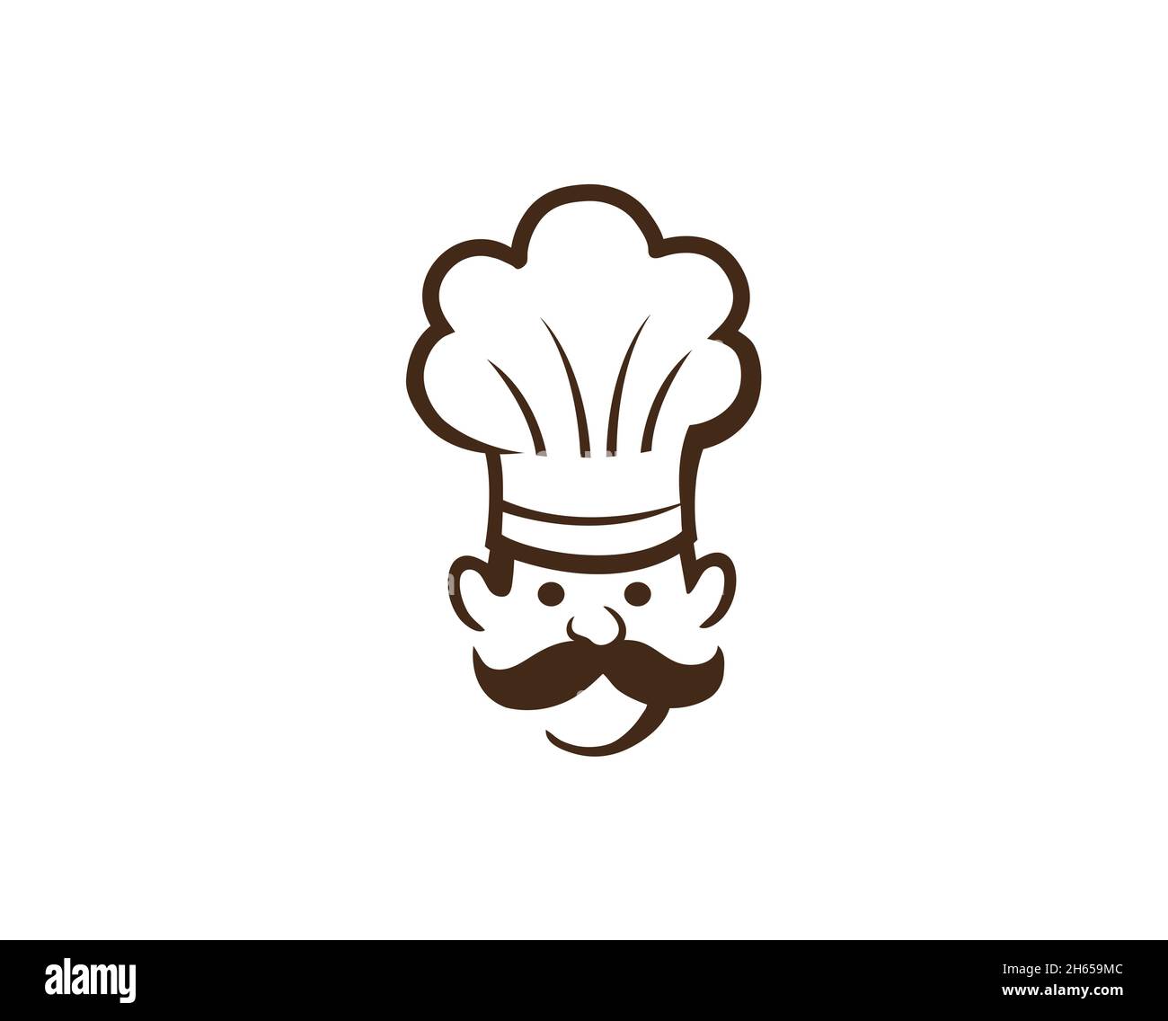 Illustration de la conception vectorielle du logo représentant la tête de la moustache en forme de chapeau de chef créatif Illustration de Vecteur