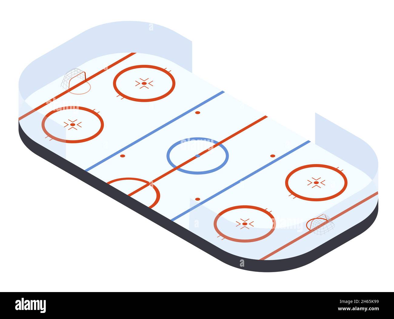 Patinoire de hockey sur glace isométrique, illustration vectorielle isolée sur blanc.Arène de sports d'hiver. Illustration de Vecteur