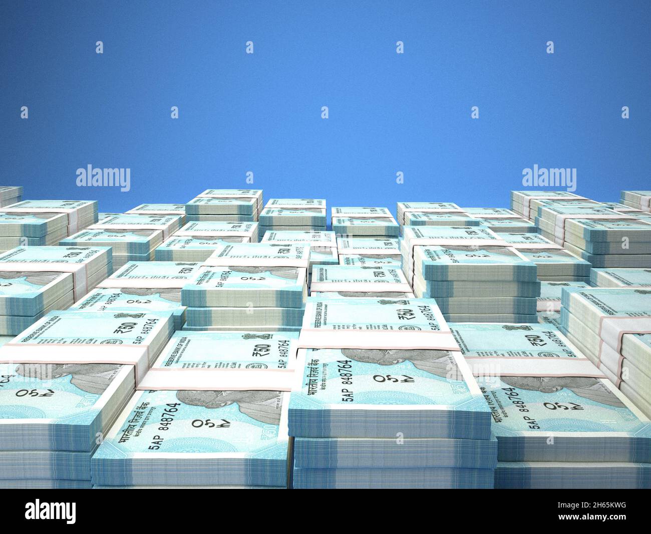 Argent de l'Inde.Billets de roupie indienne.Billets INR.50 roupies.Affaires, finances, informations générales.illustration 3d. Banque D'Images