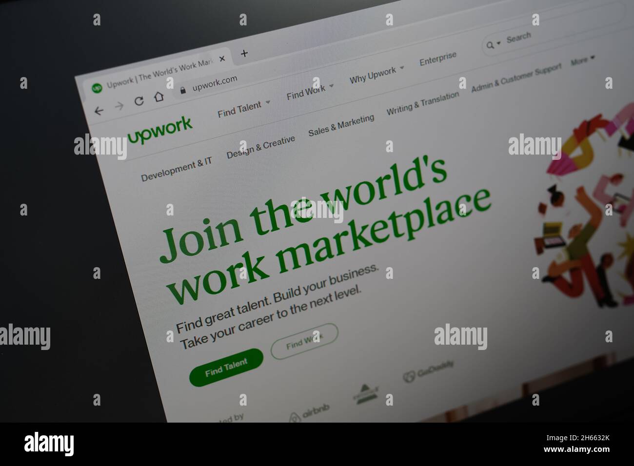 upwork est une plate-forme en ligne pour les indépendants qui peuvent trouver du travail à distance Banque D'Images