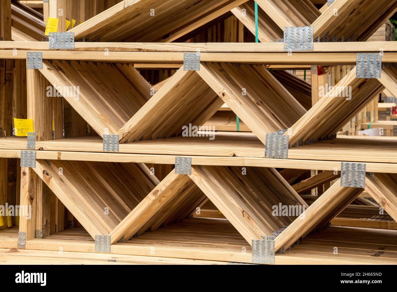 Composants de construction en bois Prefab Banque D'Images
