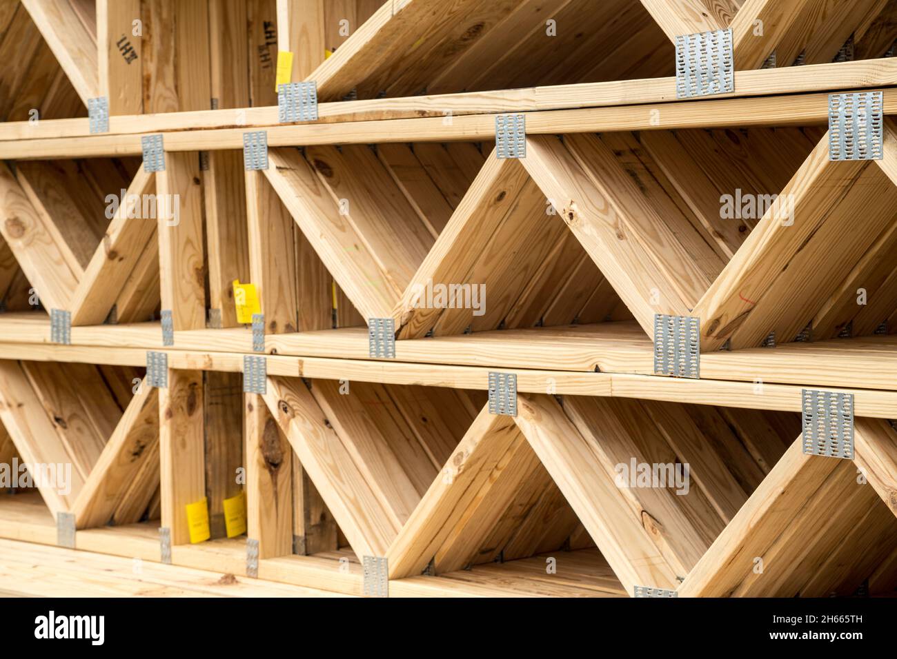 Composants de construction en bois Prefab Banque D'Images