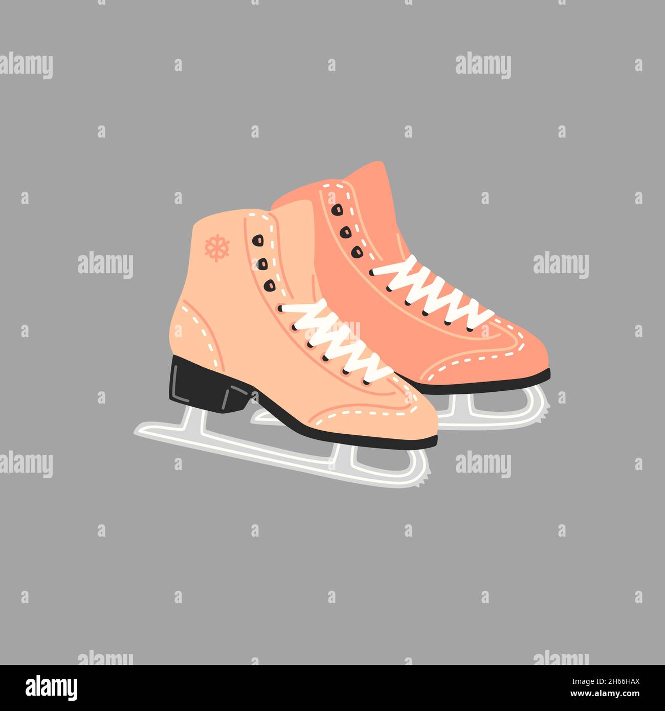Patins à glace roses pour femmes pour le patinage artistique.Illustration vectorielle Illustration de Vecteur