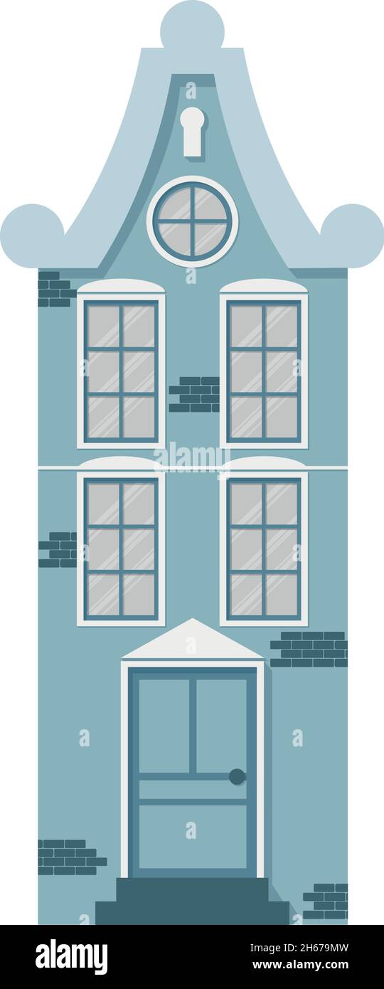 Maison bleue de grande taille aux pays-Bas à Amsterdam Illustration de Vecteur