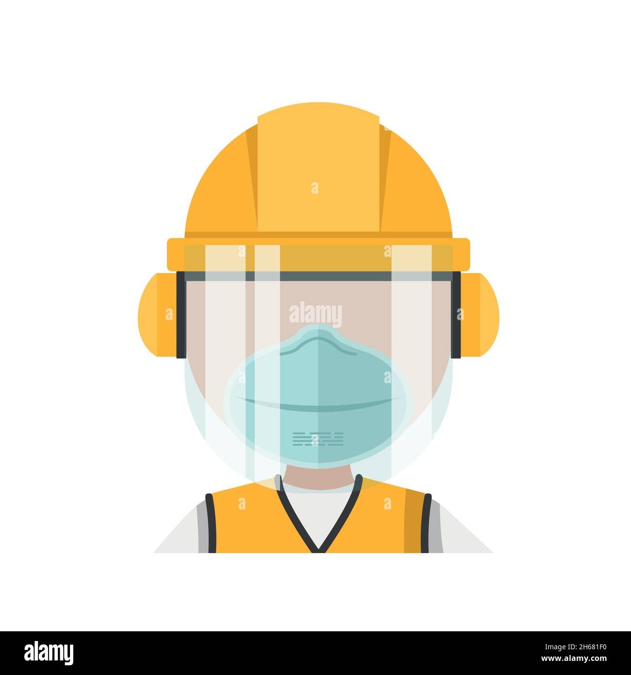 Conception de la personne avec son équipement de protection personnel et son masque facial Illustration de Vecteur