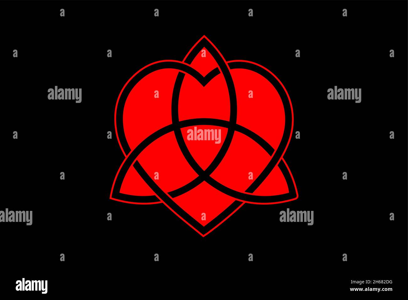 Nœud d'amour celtique, forme de coeur entrelacée et triquetra, nœud symbole d'amour éternel.Logo rouge icône Valentines concept, vecteur tatouage isolé Illustration de Vecteur