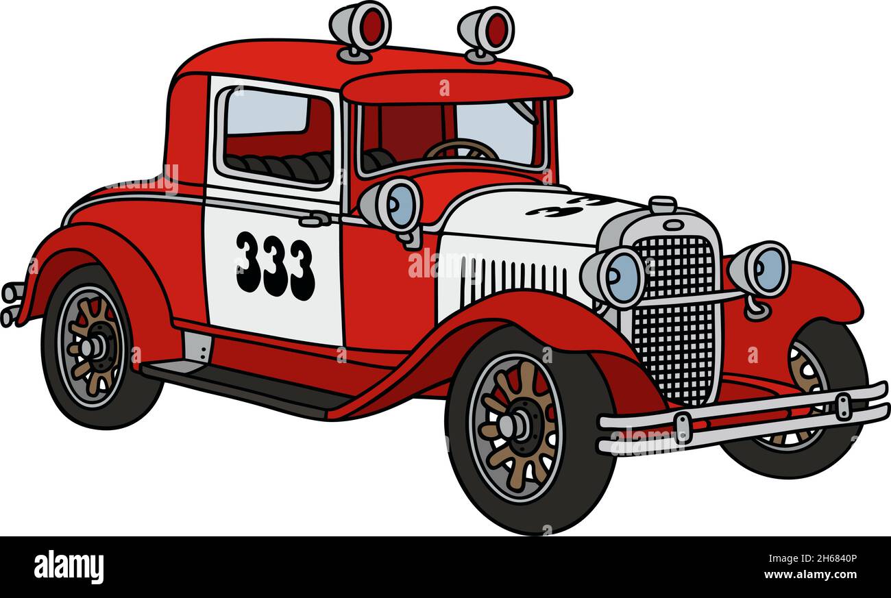 Le dessin à la main vectorisé d'une voiture de patrouille de feu d'époque Illustration de Vecteur