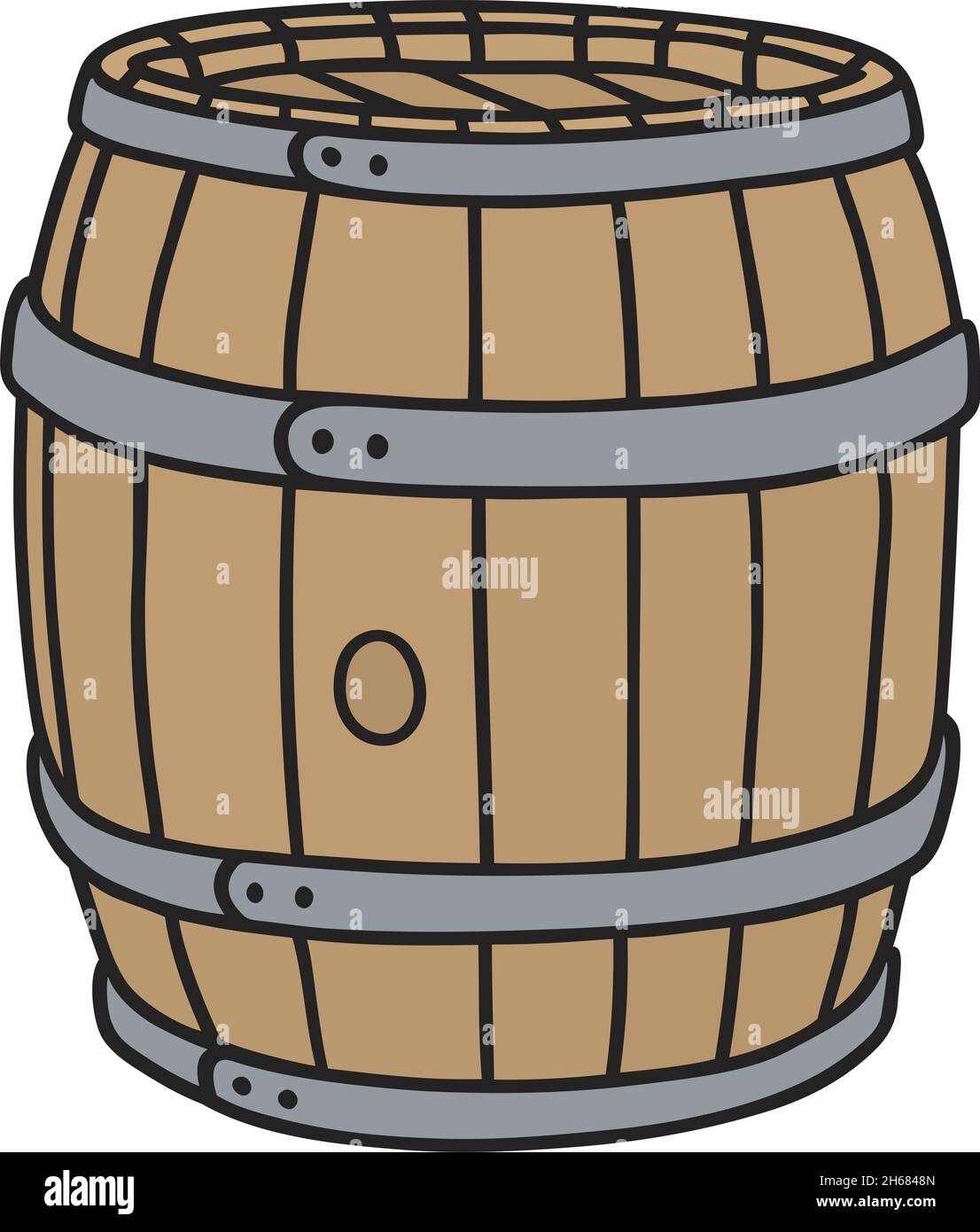 Le dessin à la main vectorisé d'un ancien canon en bois Illustration de Vecteur