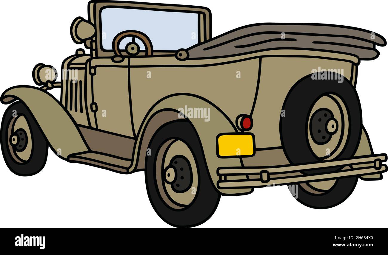 Le dessin à la main vectorisé d'une voiture militaire d'époque Illustration de Vecteur