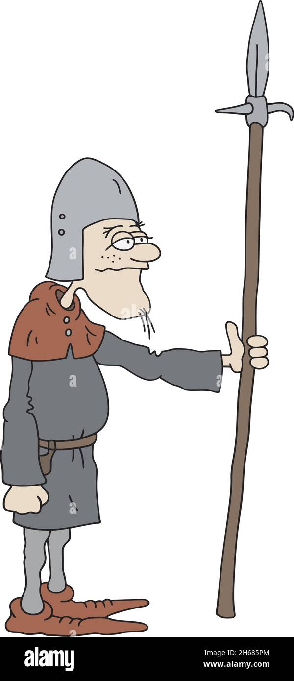 Le dessin à la main vectorisé d'un guerrier gothique drôle Illustration de Vecteur