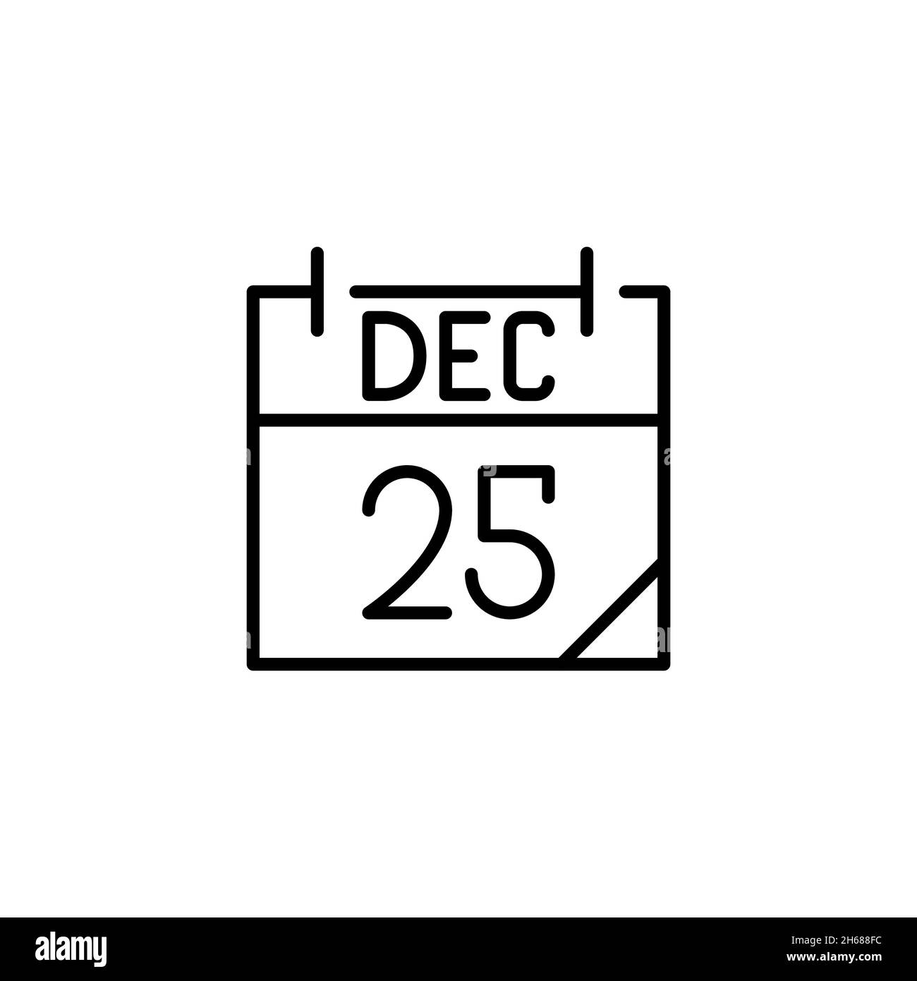 Calendrier à feuilles mobiles avec date du 25 décembre le jour de Noël.Pixel parfait, contour modifiable Illustration de Vecteur