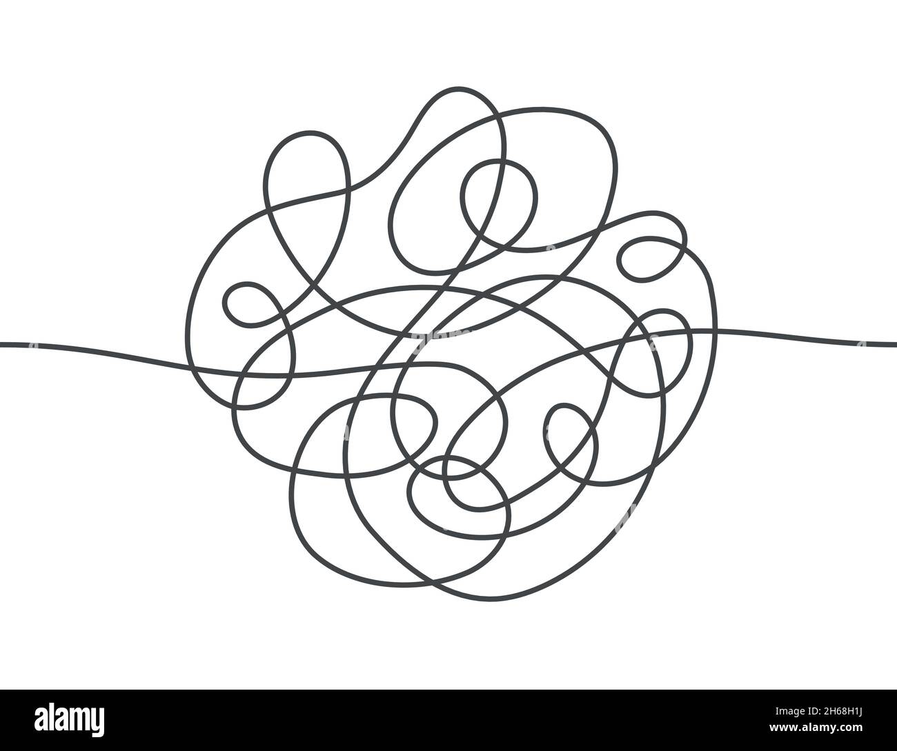Chaos chemin de ligne abstrait.Méthode difficile.Continuer la ligne.La voie du chaos est cribeuse.Illustration vectorielle à dessin manuel isolée sur fond blanc Illustration de Vecteur
