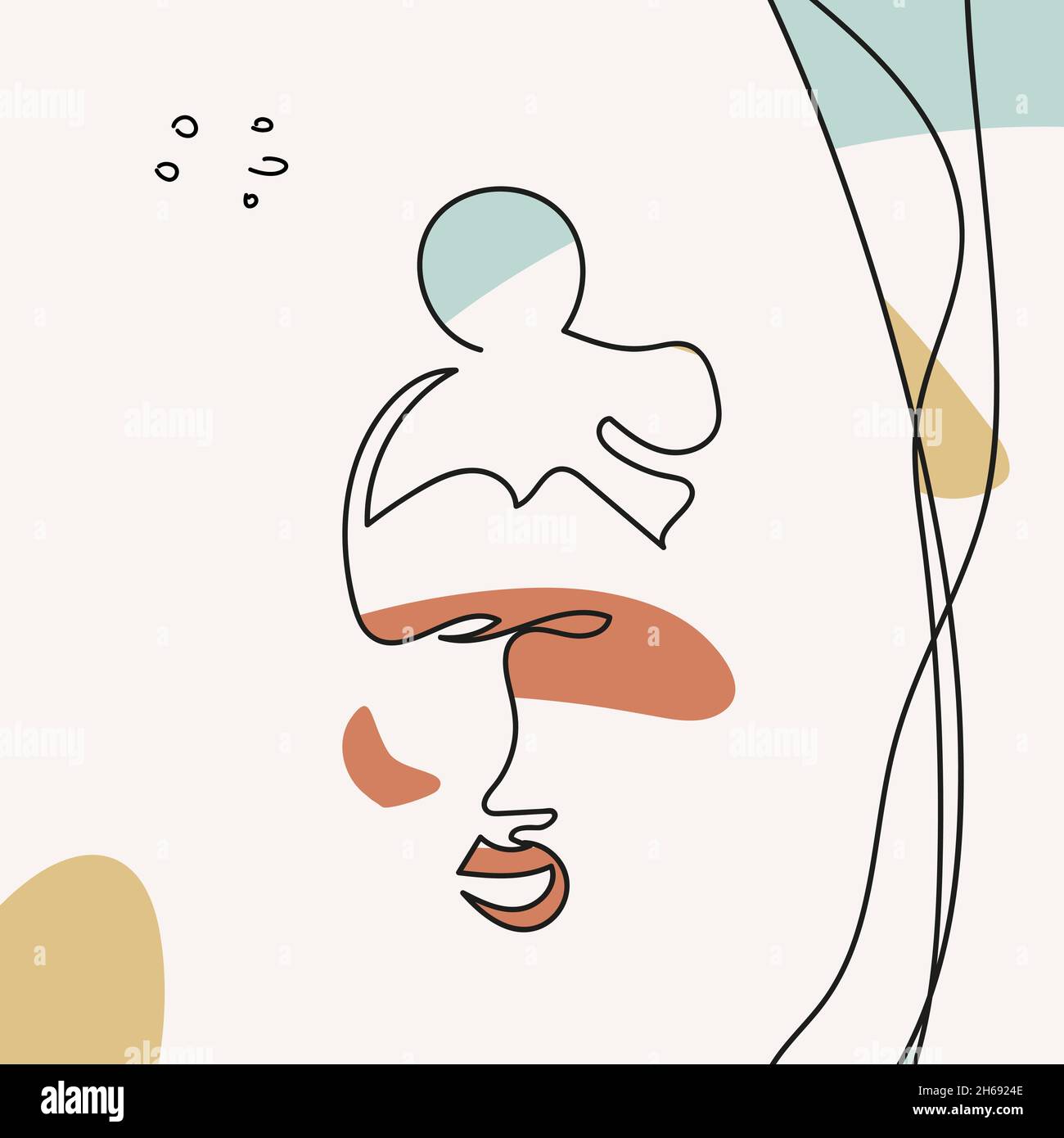 Face avec vitiligo avec des formes abstraites dans le style de l'art de ligne sont isolés. Illustration de Vecteur