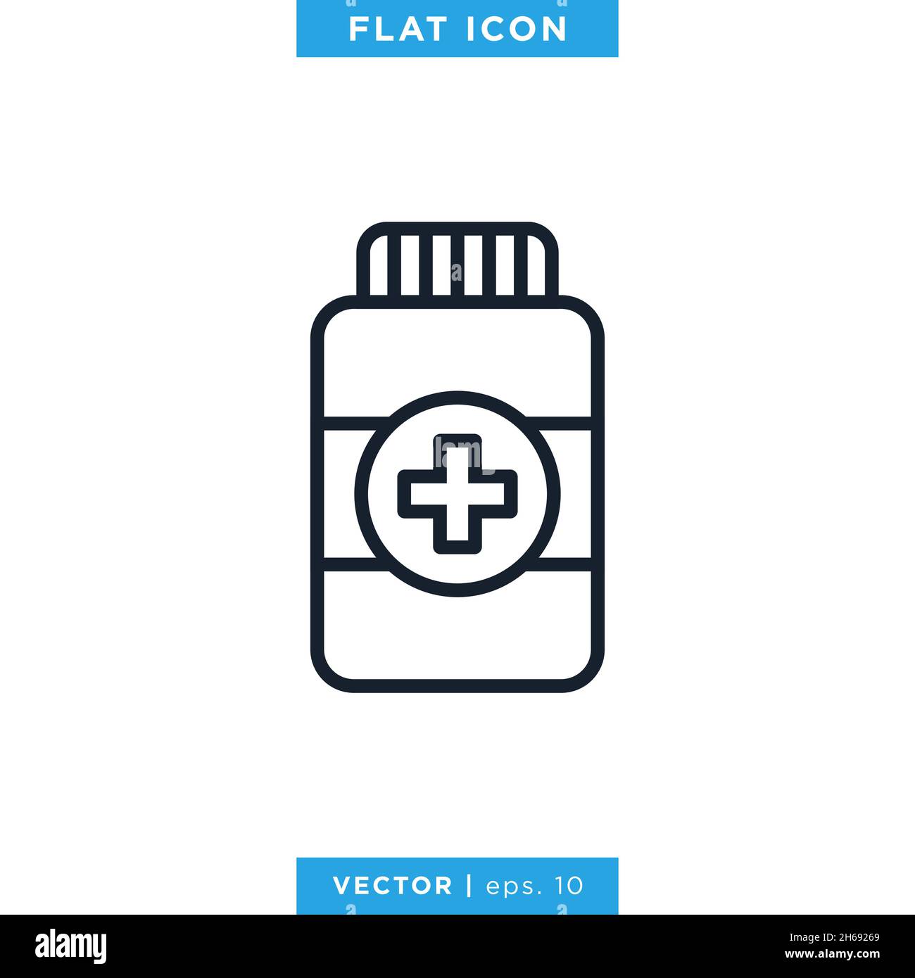 Modèle de conception d'illustration de stock vectoriel d'icône de bouteille de médicament. Illustration de Vecteur