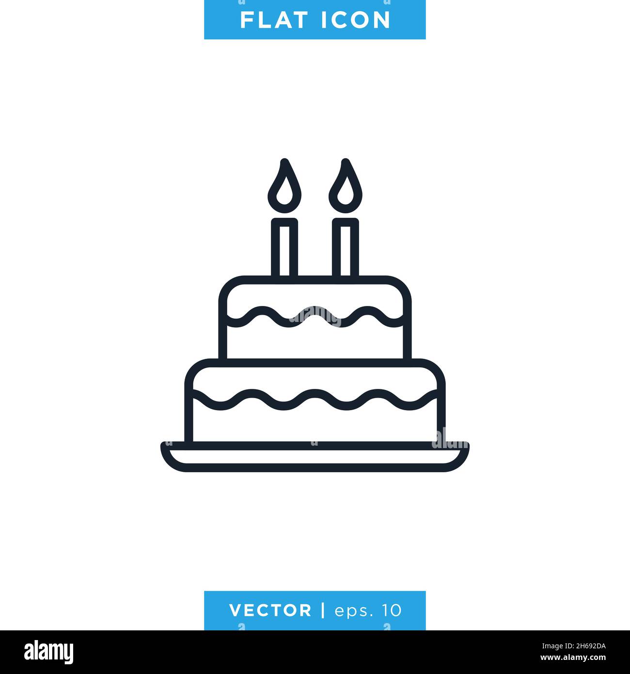 Modèle de dessin d'illustration de l'icône de gâteau de jour d'anniversaire. Illustration de Vecteur