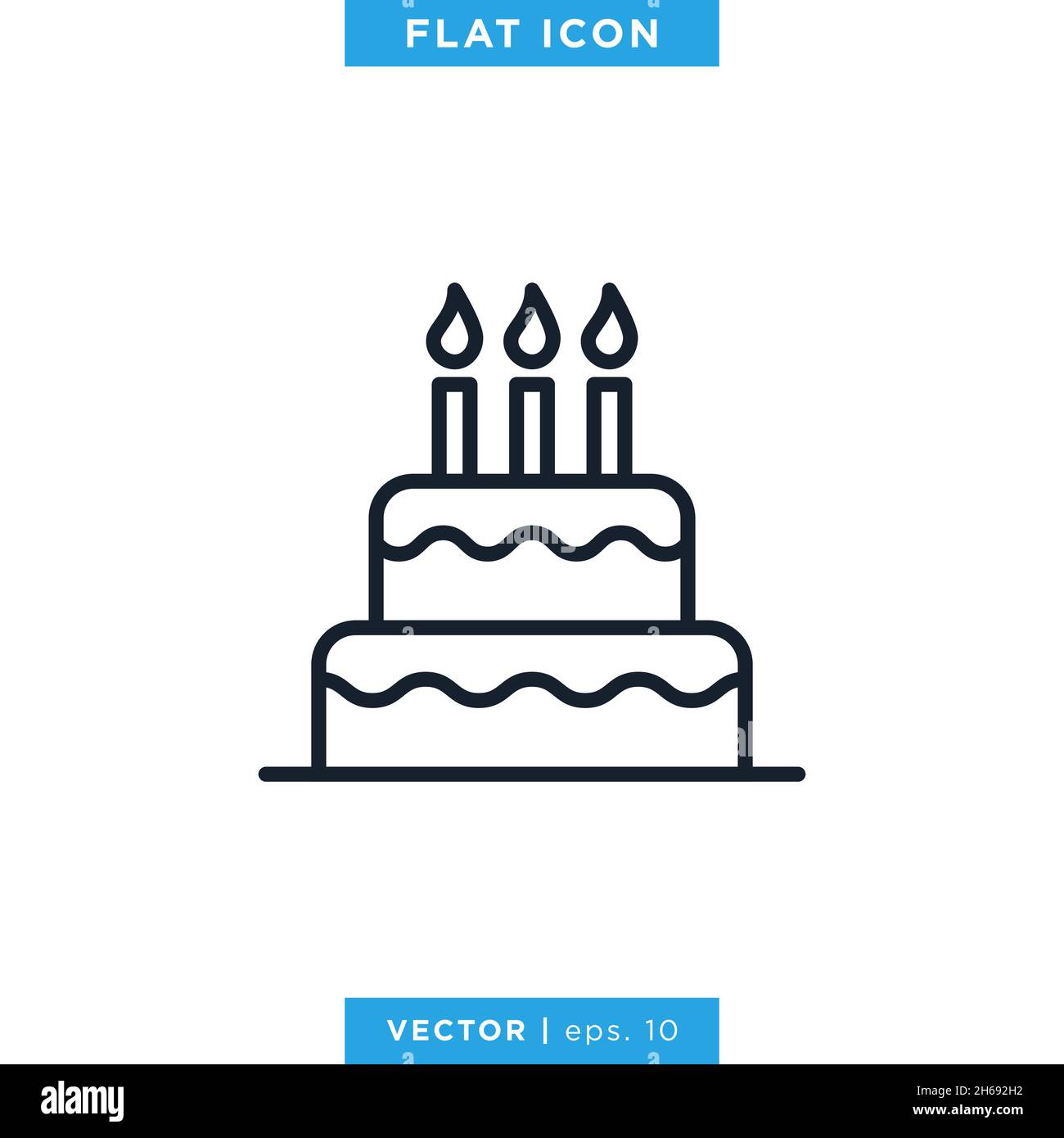 Dessin De Gateau D Anniversaire Facile Modèle de dessin d'illustration de l'icône de gâteau de jour d'anniversaire  Image Vectorielle Stock - Alamy