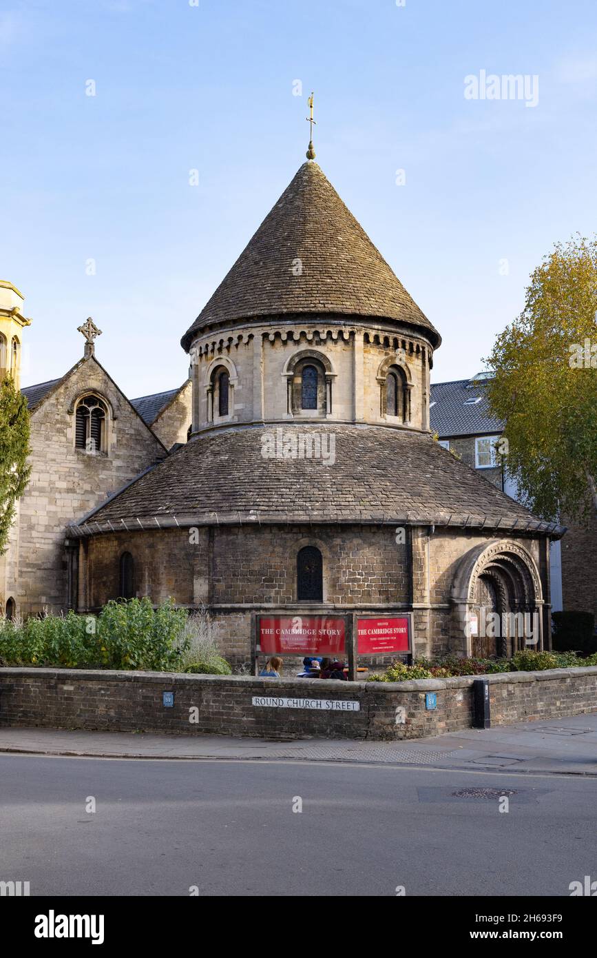Round Church Cambridge UK; alias Church of the Holy Sepulcher, une église médiévale dans Bridge Street, Cambridge England Banque D'Images