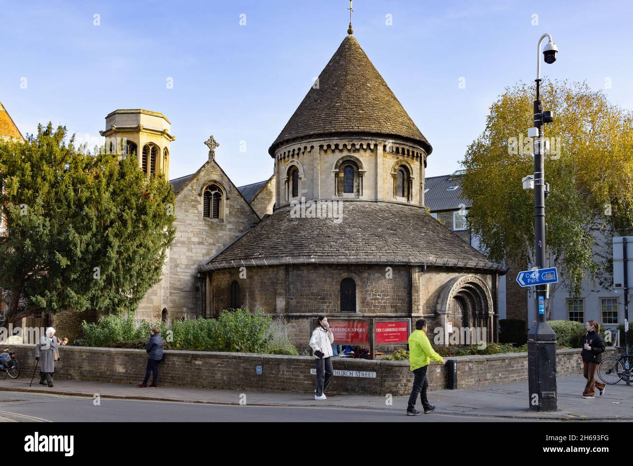 Round Church Cambridge UK; alias Church of the Holy Sepulcher, une église médiévale dans Bridge Street, Cambridge England Banque D'Images