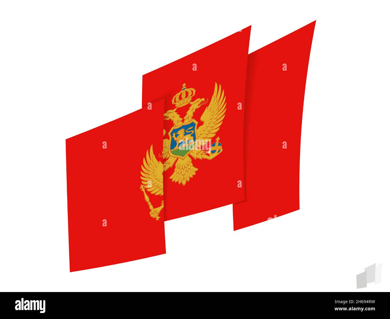Drapeau du Monténégro dans un motif abstrait déchiré.Design moderne du drapeau du Monténégro.Icône vecteur. Illustration de Vecteur