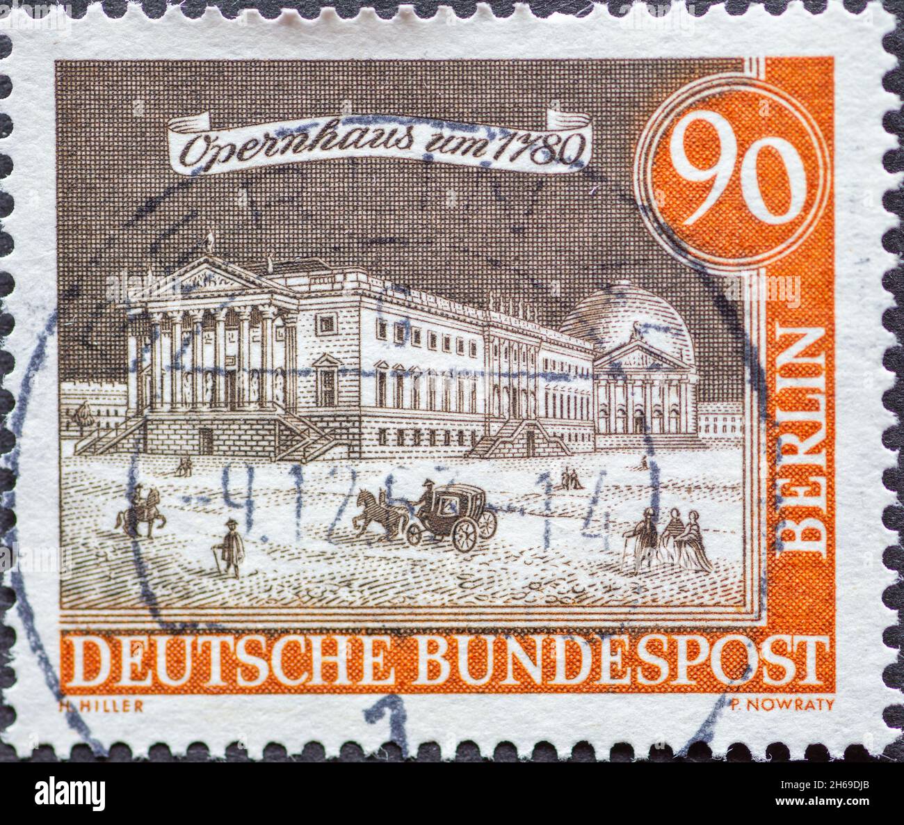 ALLEMAGNE, Berlin - VERS 1963: Ce timbre-poste de l'Allemagne, Berlin montrant le Vieux Berlin: Opéra vers 1780 Banque D'Images