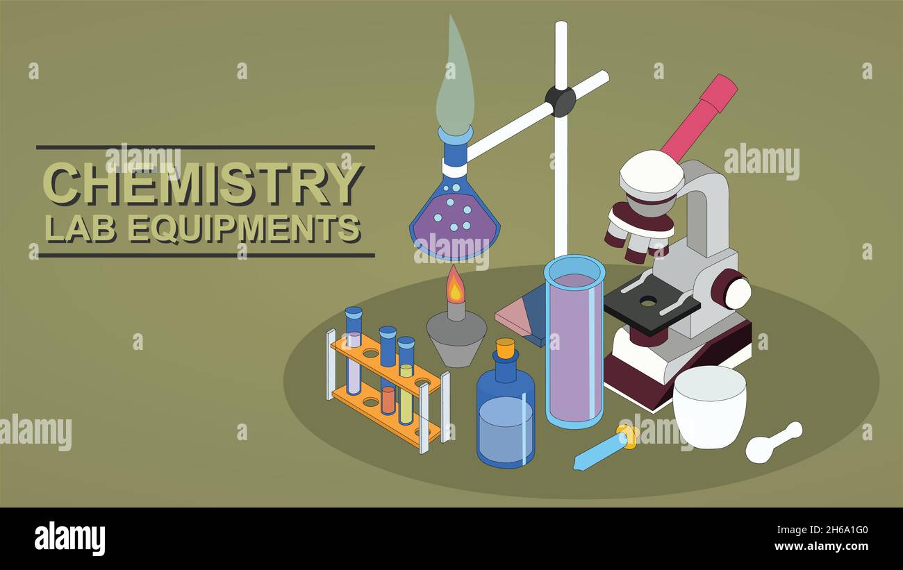 Équipements de laboratoire de chimie Illustration de Vecteur