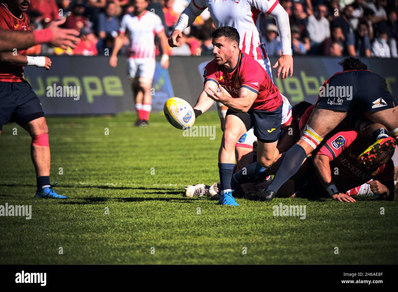 Légende : Madrid, Espagne.14 novembre 2021.Rugby Europe Championship 2021 - Espagne vs Russie.Le Championnat d'Europe de rugby 2021 fait partie du processus de qualification pour la coupe du monde de rugby 2023 en France.Estadio Central UCM, Madrid, Espagne.Crédit: EnriquePSans/Alay Live News Banque D'Images