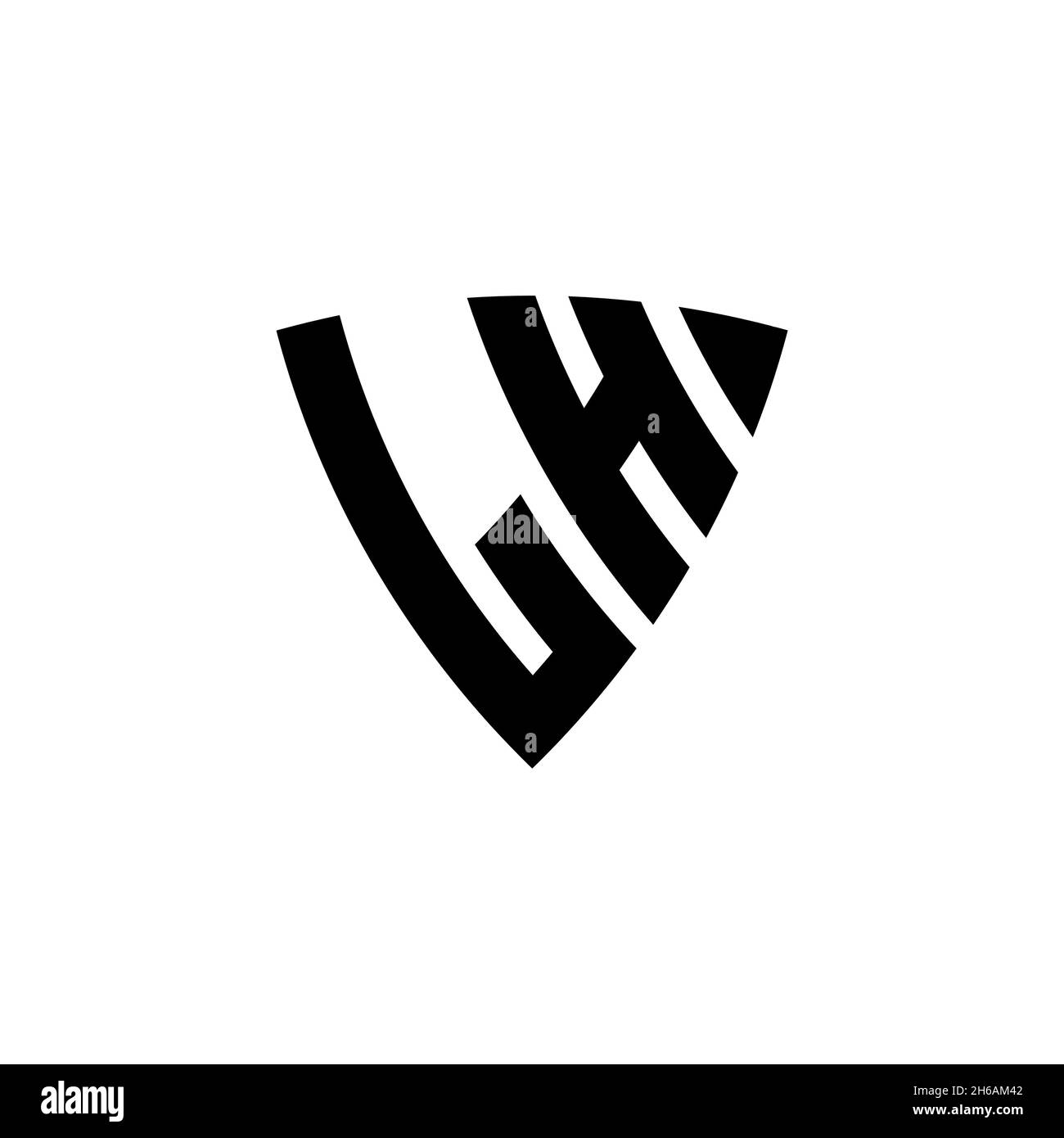Lettre du logo LH Monogram avec forme triangulaire Shield style conception isolée sur fond blanc.Logo triangle monogramme, logo bouclier monogramme, triangle s. Illustration de Vecteur