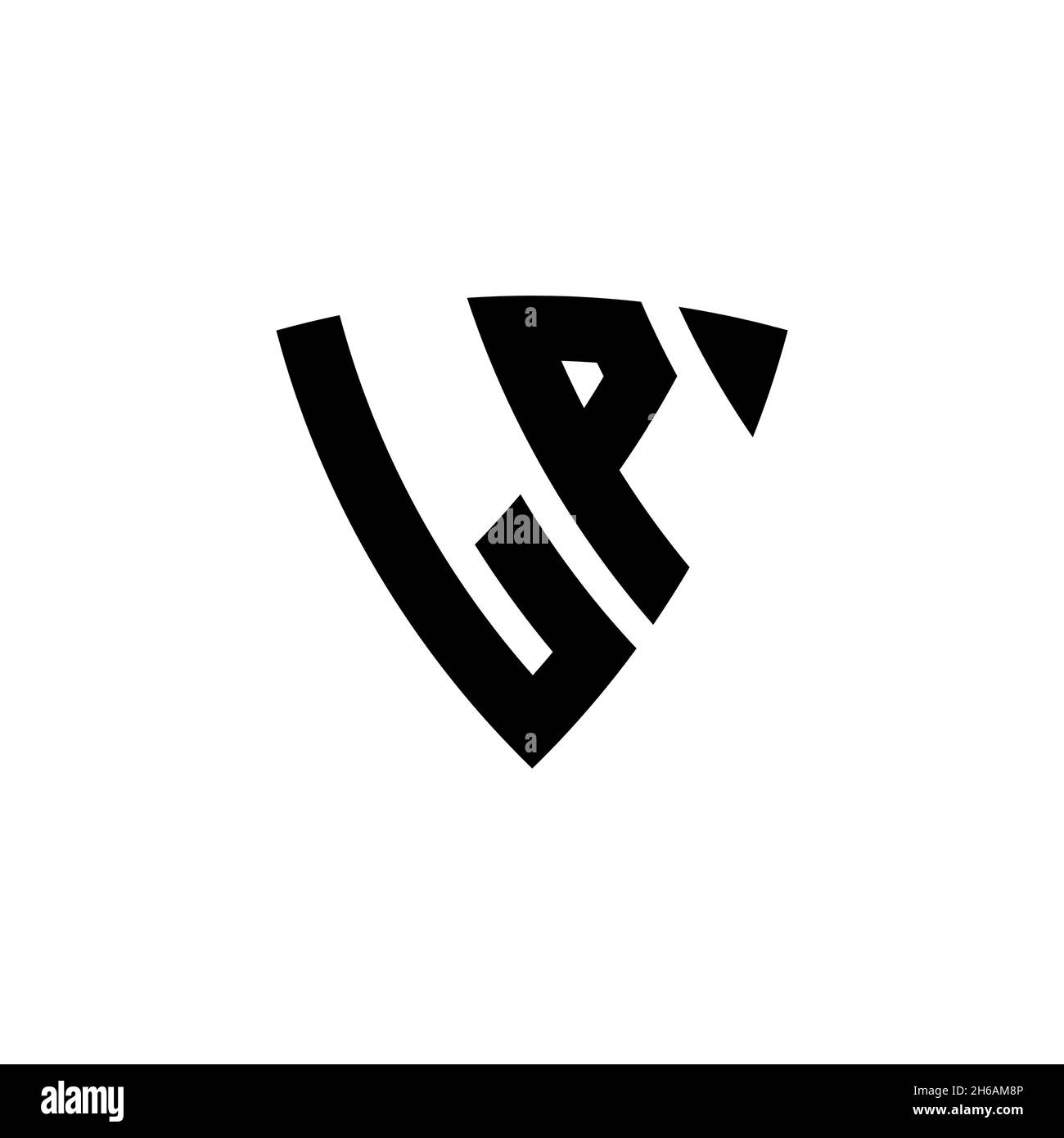LP Monogram logo lettre avec le style de forme de bouclier triangulaire conception isolée sur fond blanc.Logo triangle monogramme, logo bouclier monogramme, triangle s. Illustration de Vecteur