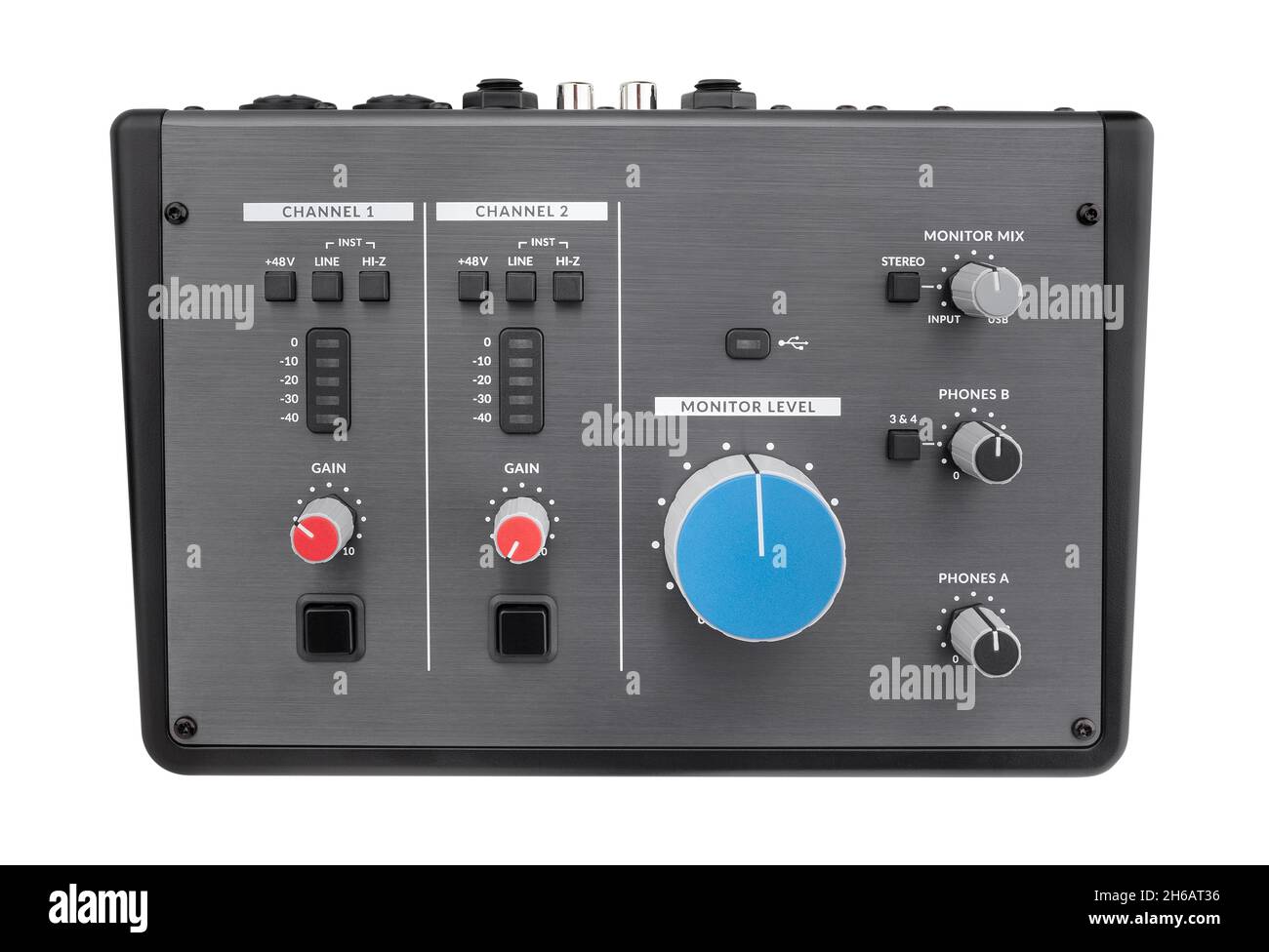 chemin d'interface audio home studio isolé sur blanc Banque D'Images