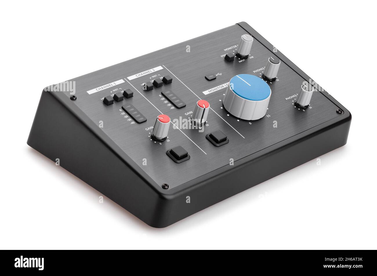 chemin d'interface audio home studio isolé sur blanc Banque D'Images