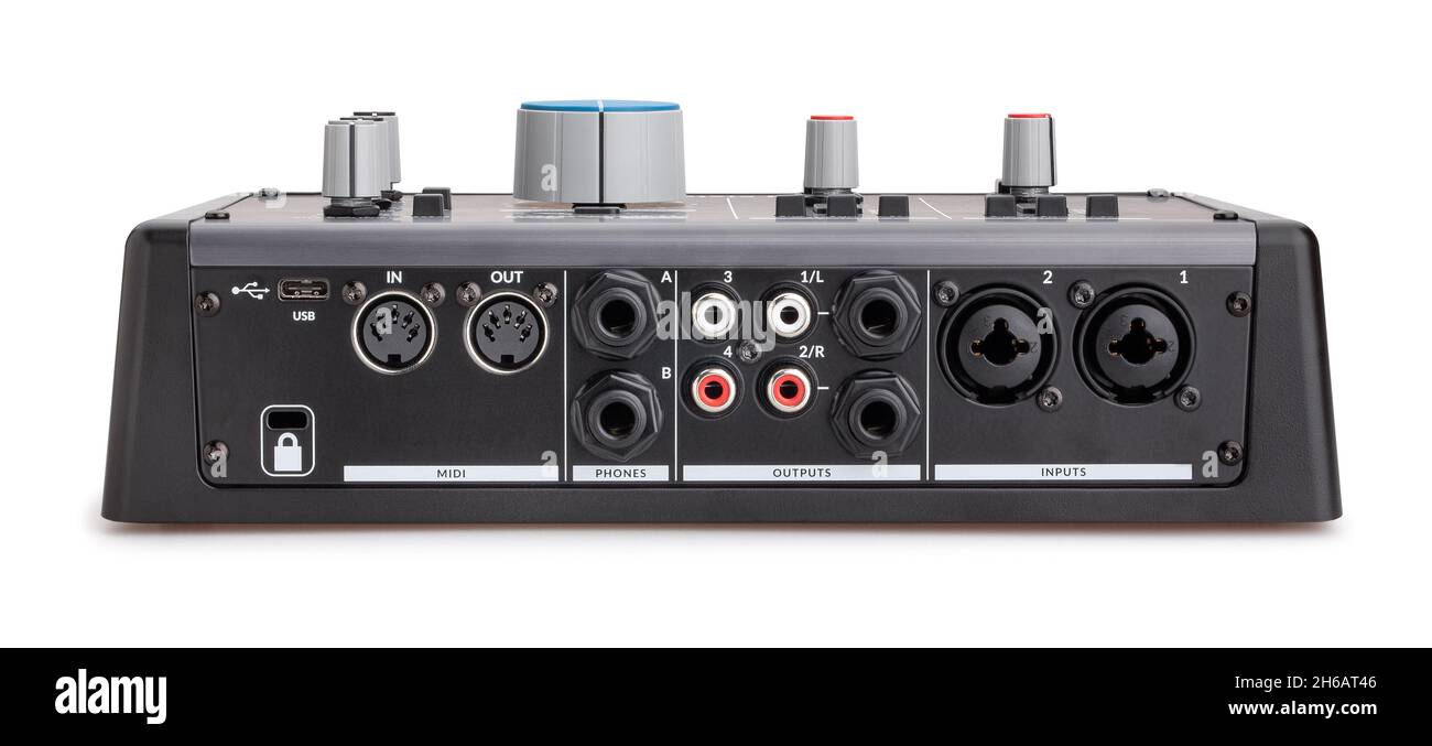 chemin d'interface audio home studio isolé sur blanc Banque D'Images