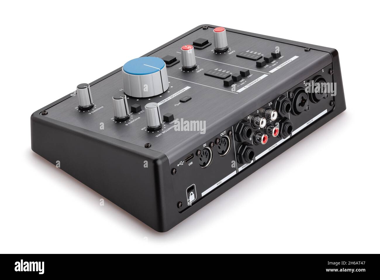 chemin d'interface audio home studio isolé sur blanc Banque D'Images