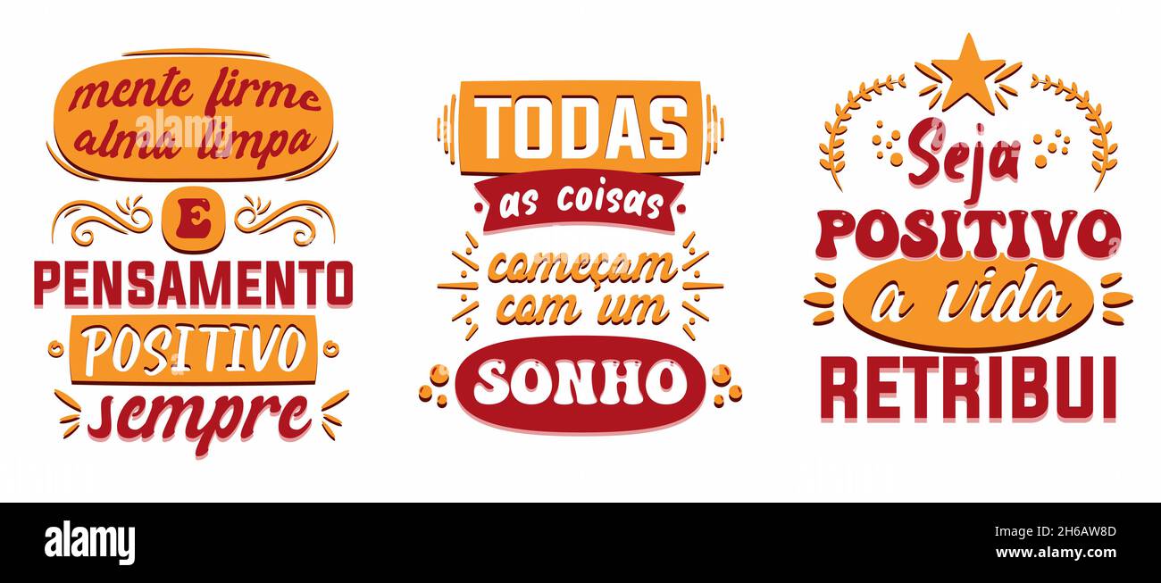 Trois Affiches De Citation En Portugais Traduction Esprit Pret Ame Propre Et Pensee Positive Jamais Tout Commence Par Un Reve Soyez Positif Le Li Image Vectorielle Stock Alamy