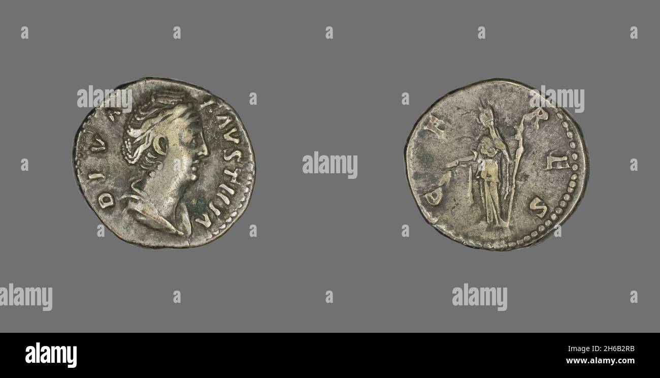 Denarius (coin) représentant l'impératrice Faustina, après 141. Banque D'Images