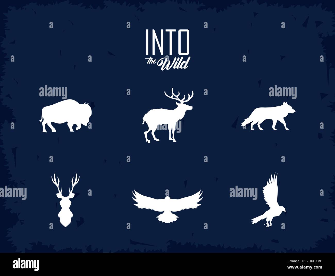 six silhouettes d'animaux sauvages Illustration de Vecteur