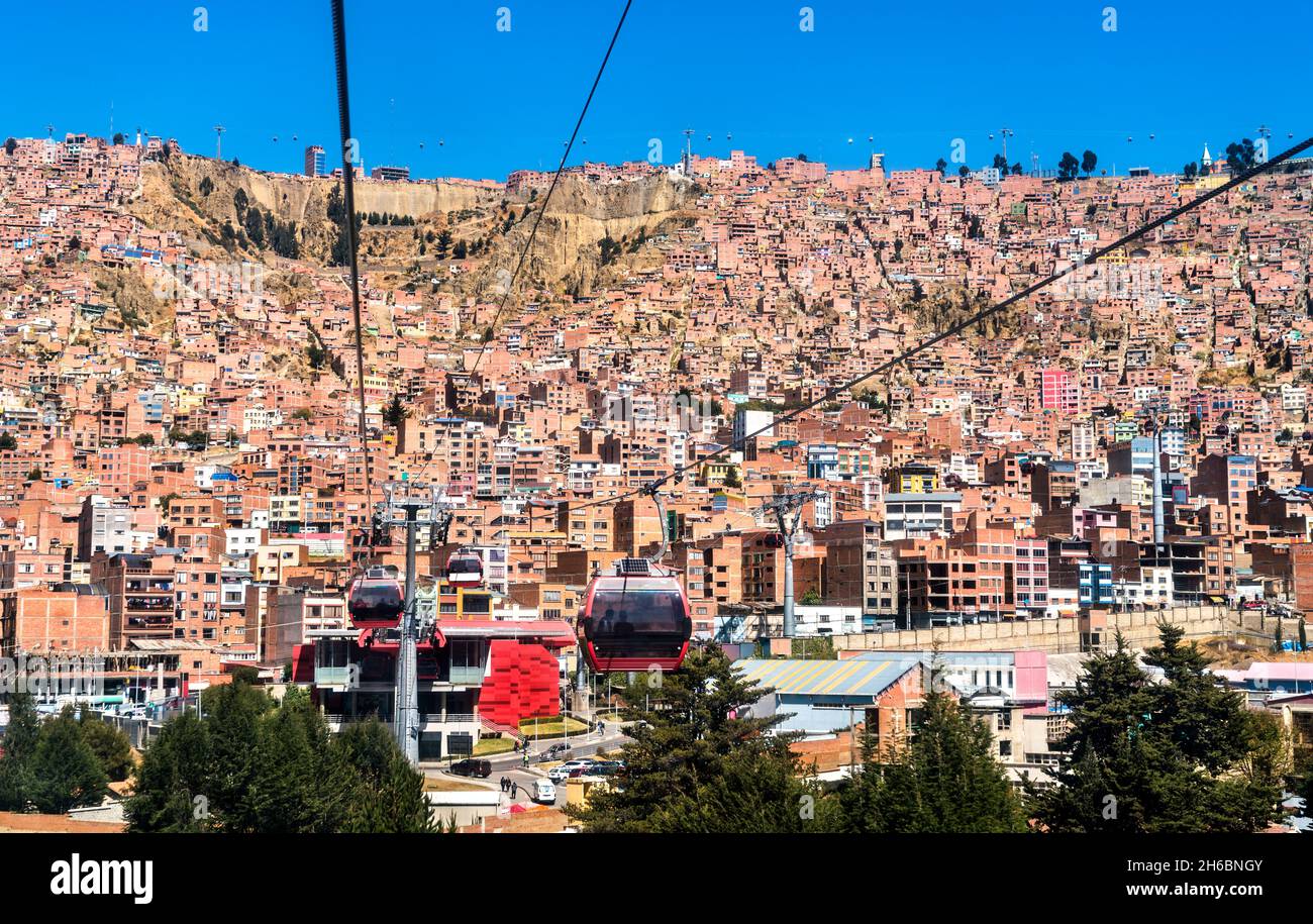 Téléphérique au-dessus de la Paz en Bolivie Banque D'Images