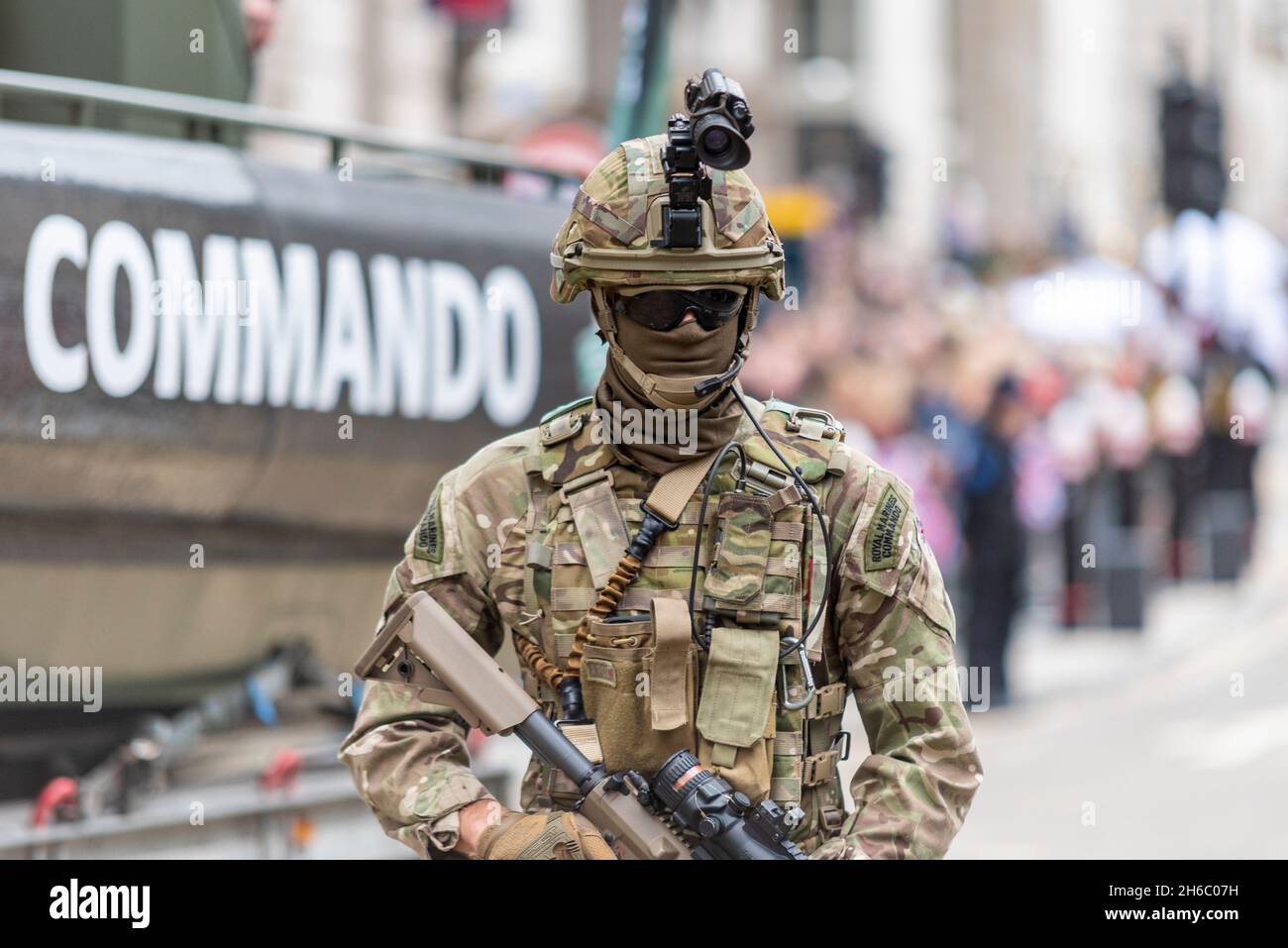 42 Commando LES ROYAL MARINES au Lord Mayor's Show, Parade, procession passant le long de Poultry, près de Mansion House, Londres, Royaume-Uni Banque D'Images