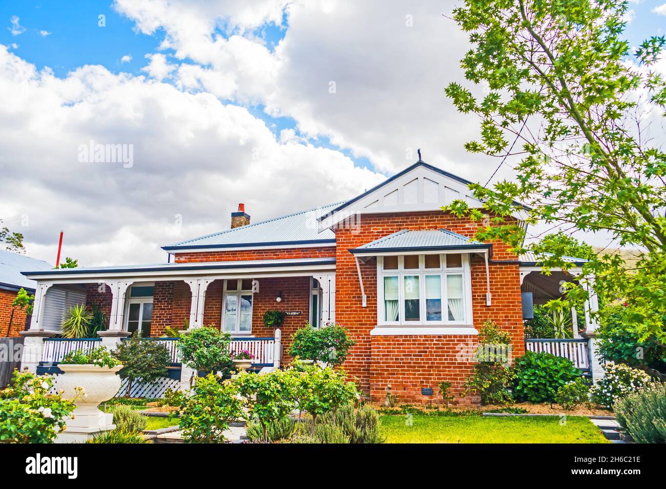 Cottage en briques victorien tardif en Australie. Banque D'Images