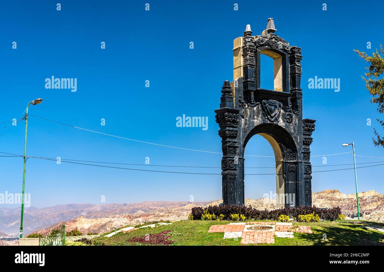 Monument au point de vue de Killi Killi à la Paz, Bolivie Banque D'Images