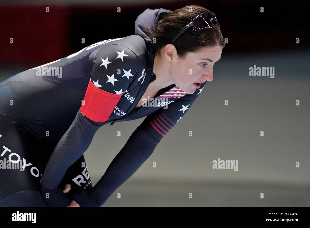 12-11-2021 SCHAATSEN: ISU WORLDCUP TOMASZOW MAZOWIECKI: POLEN Kimi Goetz (USA) action chez les femmes deuxième 500 mètres lors de la coupe du monde de l'UIP le 12 novembre 2021 à l'Arena Lodowa à Tomaszow Mazowiecki, Pologne photo par SCS/Soenar Chamid/AFLO (PAYS-BAS OUT) Banque D'Images