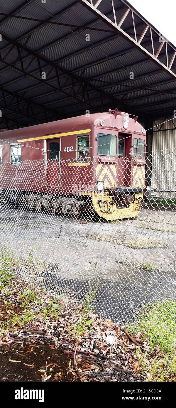 Korumburra Victoria Australie, train de poule rouge, wagon automoteur, chemin de fer sud-australien Redhen, chemin de fer Gippsland Banque D'Images
